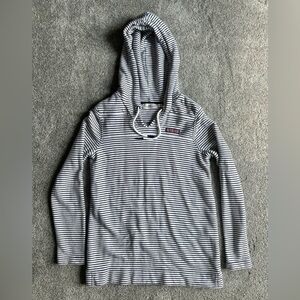 Vineyard Vines Women's White and‎ Navy Striped Hooded Pullover Sweatshirt XXS